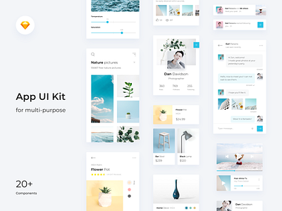 App UI Kit 001 android app cards clean components flat ios minimal mobile sketch ui ui kit