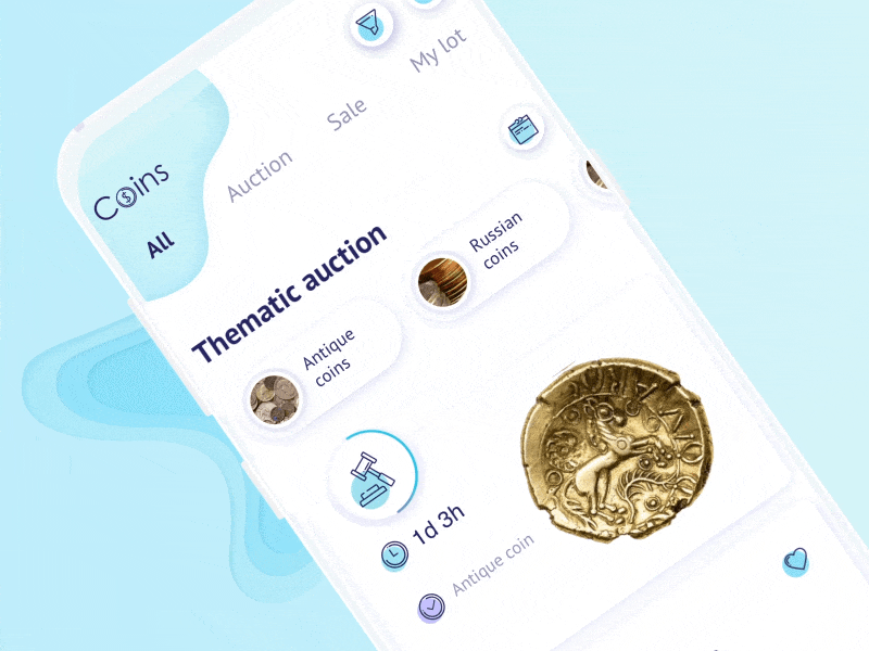 Coins - app for numismatists animation app app design concept design interaction gamification interface mobile mobile design paper design presentation ui uiux ux