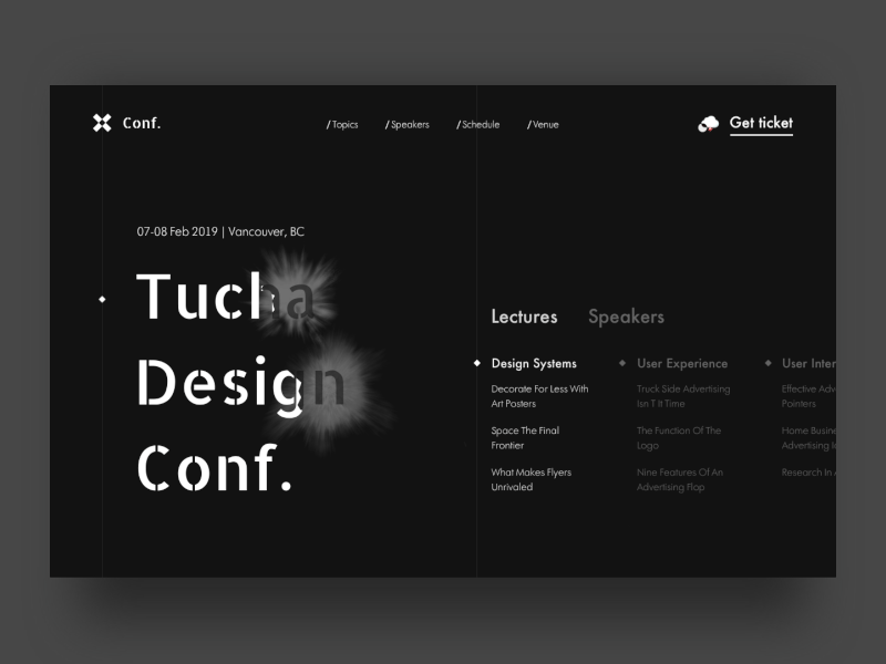 Tucha Design Conf. Website animation clean desing conference gamification interface interface design minimal presentation typography ui ui ux ux web web design