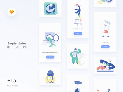 Empty States Illustration UI Kit animation app appdesign empty states flat illustration interface interface design ios isometry minimalist stubs ui ui8 uidesign uikit vector webdesign