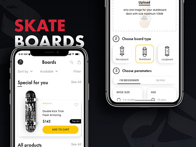 SkateBoards - Shopping App interaction interface interface design mobile mobile app shopping shopping app skateboards ui uiux ux
