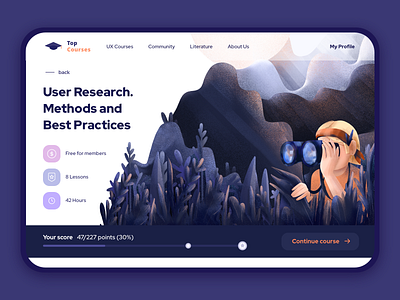 Educational Portal clean concept courses design education education website educational flat illustration interface ui uiux ux violet web website