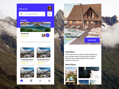 Travel Nepal adobexd app everest hotel nepal travek ui