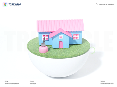 Rental Design - 3D Model 3d 3dhouse 3dmodelling airbnb animation blender booking design home key makent onlinerental rental room trioangle trioangletechnologies ui ux