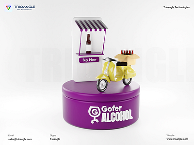 Alcohol Delivery - 3D Model 3dcharacter 3dmascara alcohol alcoholdelivery animation banner cinema4d delivery design goferalcohol interface model parcel poster render trioangle trioangletechnologies ui ux wineshop