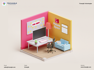 Space Rental - 3D Model 3dcharacter 3dmascara airbnb animation banner booking design isometric makentspace model office officerent poster render roombooking spacerental trioangle trioangletechnologies ui ux