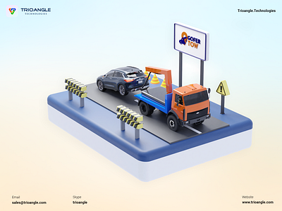 Tow Truck - 3D Model 3dcharacter animation banner car design gofertow model poster render road tow towing trioangle trioangletechnologies truck uber ui ux