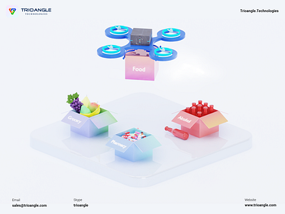 Product Delivery - 3D Model 3d character alcohol animation banner delivery design dron food goferdeliveryall grocery model poster render service trioangle trioangle technologies ui ux