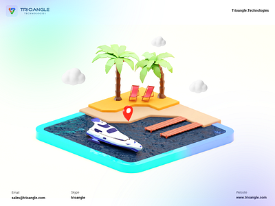 Boat Rental - 3D Model 3d airbnb banner boat rent booking building design graphic design interface isomatric makent boat minimal model poster rental ship trioangle trioangle technologies ui ux