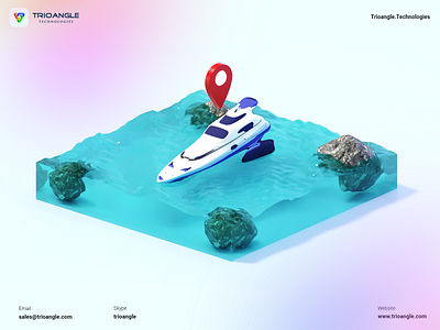 Boat Rental Business - 3D Model airbnb banner boat booking boat rent design isomatric makent boats minimal poster rental ship trioangle trioangle technologies ui ux