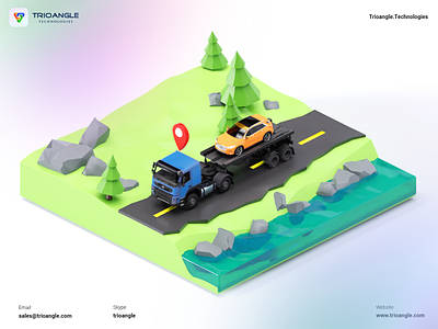 Tow Trucking - 3d design 3d 3ds max animation banner blender booking car car booking gofer tow graphic design logo motion graphics poster render road tow trioangle trioangle technologies truck ui