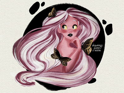 Girl with butterflies art butterfly drawing girl illustration procreate