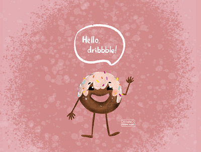 Hello Dribbble! debut digitalart doughnut hello dribble procreate