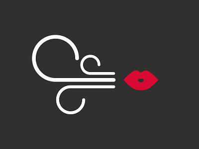 Blowing blowing flat design grey icon lips red white