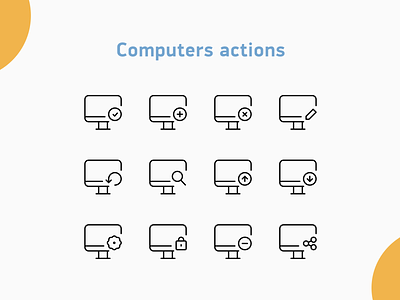 Computer actions computers design icons illustration tech