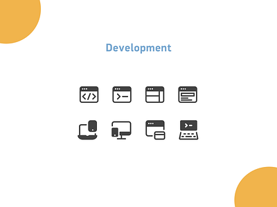 Development icons browser coding design development icons illustration web website