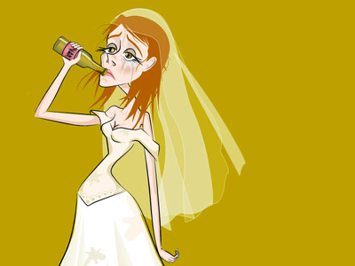 Groom chickened out cartoon character digital illustration illustration wedding woman
