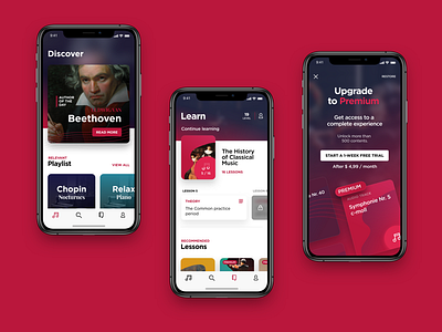 Classical music app for designflows competition app bendingspoons classical designflows designflows19 learn music paywall ui user interfacce design