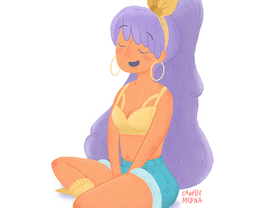 DTIYS - Purple-haired Young Woman character design digital illustration draw this in your style emily harvey illustration summer teenager illustration woman illustration