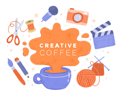 Creative Coffee Leicester Logo branding coffee creativity digital illustration event friendly fun fun illustration icons illustrated icons illustrated logo illustration logo logo design networking