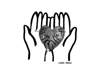 Broken heart broken heart cry crying editorial editorial illustration hands illustration india ink self care spot illustration