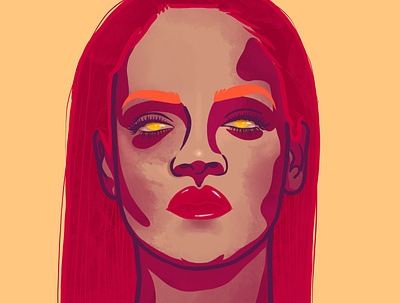 Rihanna digitalart fanart flat illustration illustration art ilustration procreate rihanna vector