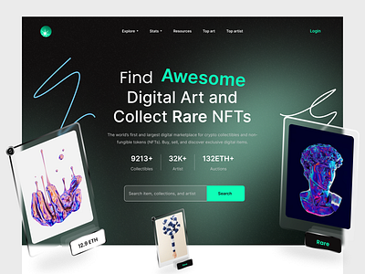 Arturare - NFT Landing Page clean design interface landing page modern nft ui uidesign web web design webdesign website website design