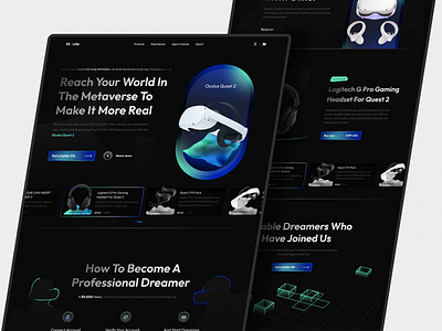 HiMate - VR Landing Page ar artificial intelligence augmented reality feature footer game gamer gradient graphic design hero section home page landing page meta play product technology uidesign videogame virtual reality virtualreality