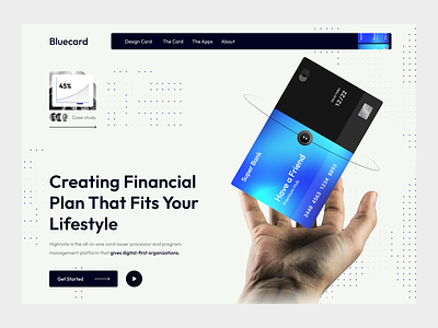 Bluecard - Credit Card Website bank card cards fintech credit card debit card finance financial gradient hero section interface landing page money online banking online payment payment uidesign wallet webdesign website website design