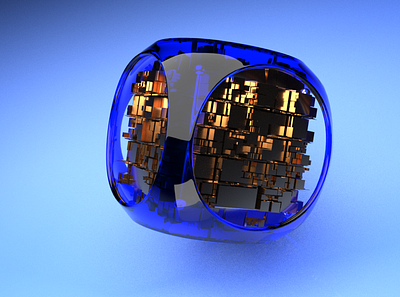 Blue cube 3d 3d animation 3d artist 3d modeling aftereffects cinema4d crypto cyber metal redshift3d