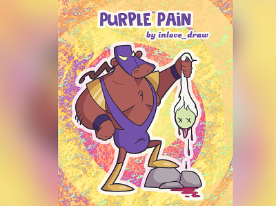 Purple Pain caracter cartoon comics fun illustration wrestler