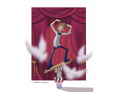 Drawing For friend's B-Day birthday card cartoon circus friend portrait