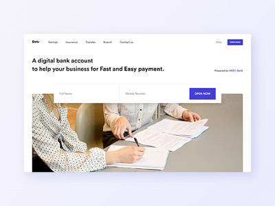 Banking Homepage Hero Design bank banking clean finance form form design hero image hero section homepage insurance landing page minimal ui ui design uiux web website whitespace