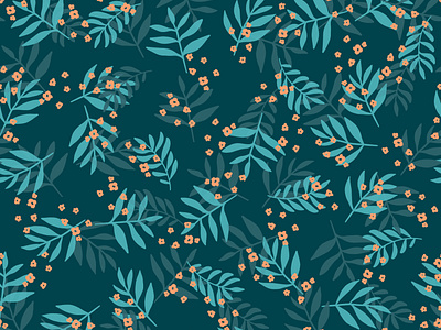 Leaves and flowers - seamless pattern