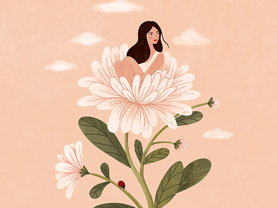 Flower girls - Aster art digital art drawing feminine flower girl girl character girly illustration portrait woman