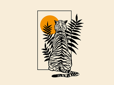 Tiger apparel design clean creative design designs illustration illustrations minimal minimalism minimalistic plants sun tigers