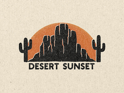Desert Sunset apparel design cactus clothing design desert illustration illustrations illustrator matchbook minimalistic nature art nature design retro sunset textured tshirt design vintage