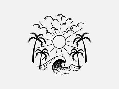 Tropical Circle apparel design beach clean clothing design illustration illustrations minimalistic nature art palm trees sunny surfing tshirt design waves