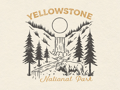 Yellowstone National Park apparel design clothing design graphic design illustration illustrations national national parks nature art retro vintage