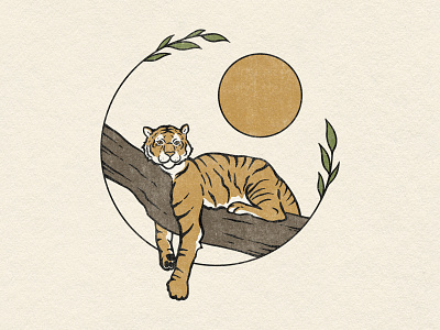 Relaxing Tiger animals design illustration illustrations logo logo design mindfulness minimal minimalism nature nature art simple tiger tigers vintage yoga zen