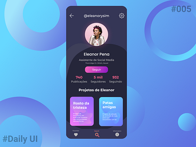 Daily UI #006 - User Profile 006 daily ui dailyui dailyuichallenge gradiente gray menu user interface user profile