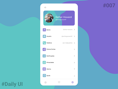 Daily UI #007 - Settings Page 007 blue dailyui mobile settings settings page ui