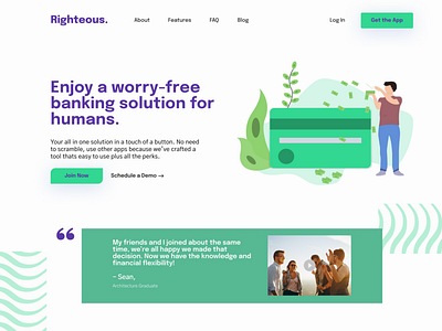 Righteous Banking App Web Design