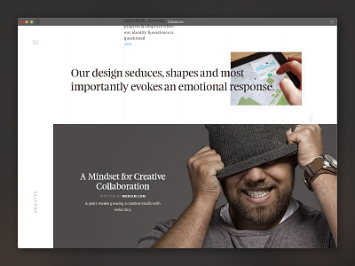 Gravita Website brand creative design feed overlay parallax studio ui ux website