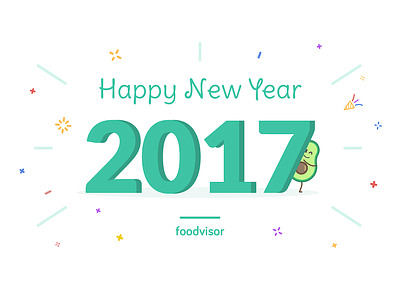 Happy New Year ! 2017 annee bonne card carte foodvisor greeting guakka happy new voeux year