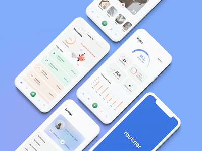 Routiner - Habit Tracker App design goal habit logo mobile motivation reminder routine statics ui uiuxdesign userexperience userinterface ux