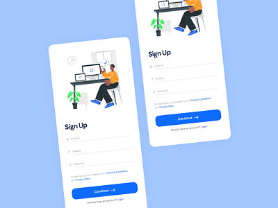 Simple Sign up mobile UI blue sign up ui