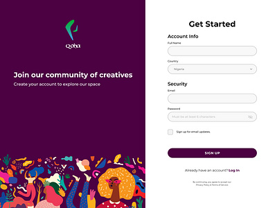 Qoha Landing Page adobexd app creative design getstarted graphic design illustration landingpage logo product design signup ui ux