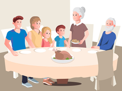 Family branding and identity design family family table graphicdesign happy family illustration illustrator lunch vector