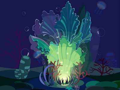 lighting work deep sea illustraion illustrator jellyfish sea